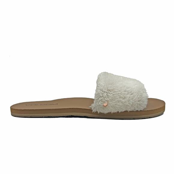 VOLCOM Women's Teddy Faux Fur Slide Water Shoe (Brown/White | Size 8-9) - Picture 3 of 6